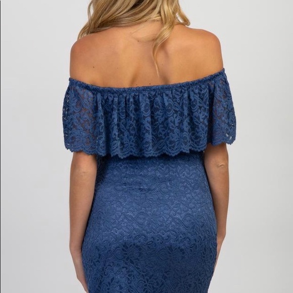 NWOT PinkBlush Blue Lace Maternity Dress - Picture 3 of 7